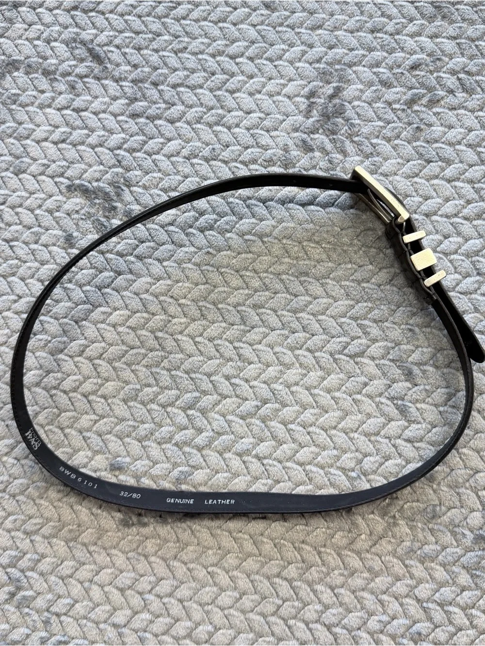 Vintage From BAS Black Leather Belt with Engraved Western Hardware Size 32/80